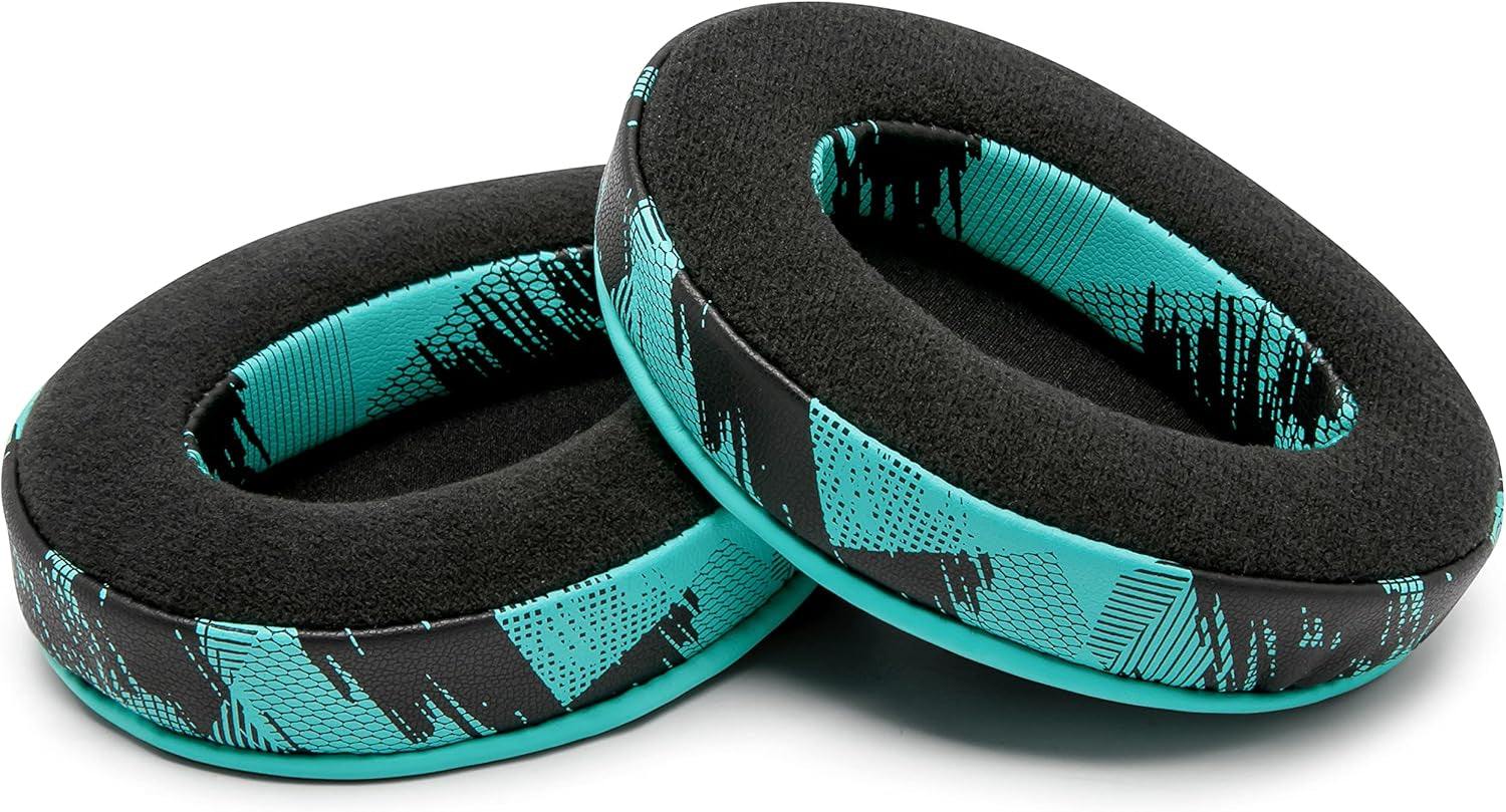 Padz Velour Earpads by Wicked Cushions - Premium Upgrade for Audio Technica, HyperX, and SteelSeries Arctis - Extra Thick Design with Enhanced Opening and Soft Memory Foam | Speed Racer Cyan