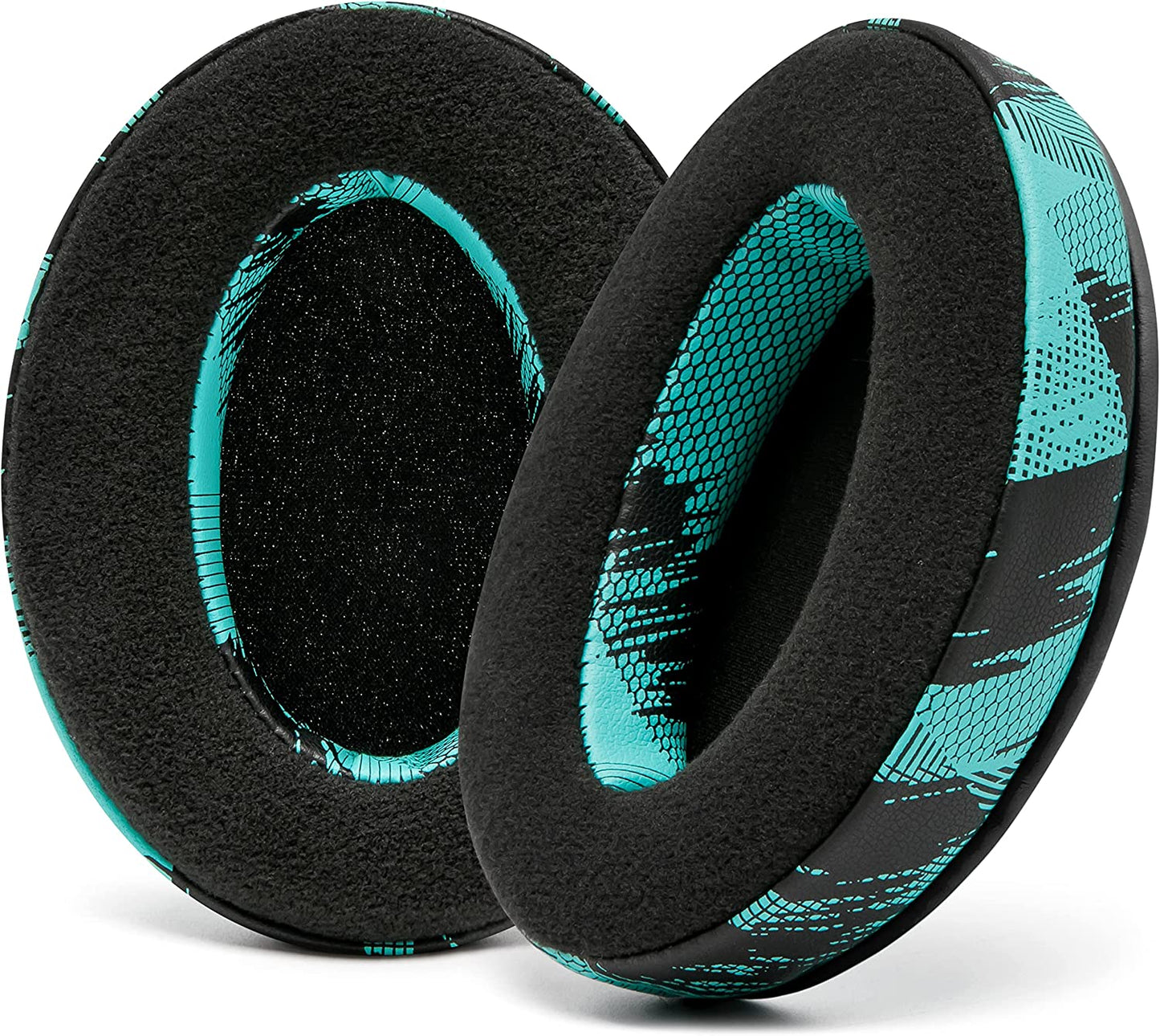 Padz Velour Earpads by Wicked Cushions - Premium Upgrade for Audio Technica, HyperX, and SteelSeries Arctis - Extra Thick Design with Enhanced Opening and Soft Memory Foam | Speed Racer Cyan