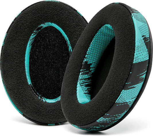 Padz Velour Earpads by Wicked Cushions - Premium Upgrade for Audio Technica, HyperX, and SteelSeries Arctis - Extra Thick Design with Enhanced Opening and Soft Memory Foam | Speed Racer Cyan