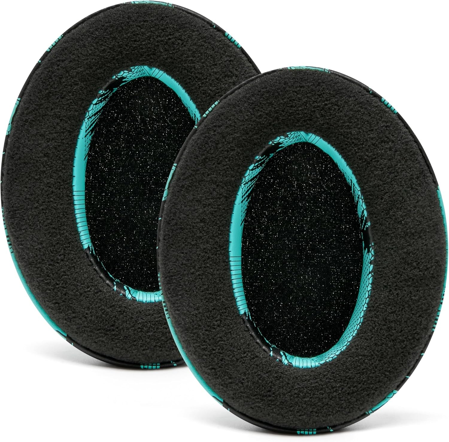 Padz Velour Earpads by Wicked Cushions - Premium Upgrade for Audio Technica, HyperX, and SteelSeries Arctis - Extra Thick Design with Enhanced Opening and Soft Memory Foam | Speed Racer Cyan